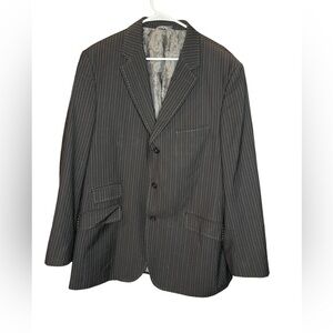 Steve Harvey Collection Men’s Pinstripe Blazer 46R/40R, Black, Classic Fit